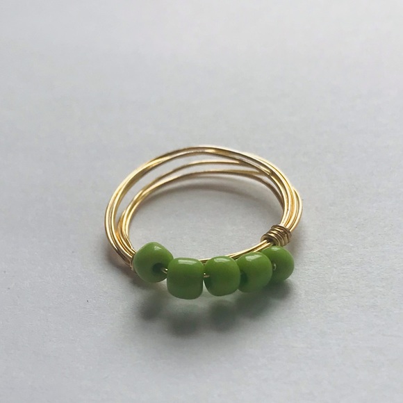 Jewelry Handmade Green Seed Bead Wire Ring Poshmark